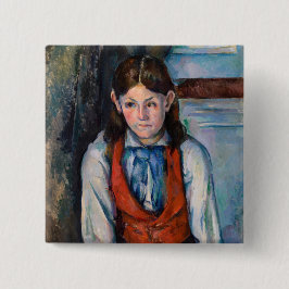Bóton Quadrado 5.08cm Paul Cezanne - Menino no Colete Vermelho