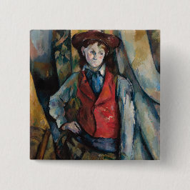Bóton Quadrado 5.08cm Paul Cezanne - Menino no Colete Vermelho