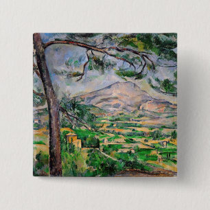 Bóton Quadrado 5.08cm Paul Cezanne - Mont Sainte-Victoire e pinheiro Gra