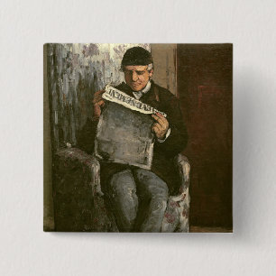 Bóton Quadrado 5.08cm Paul Cezanne o pai do artista, lendo do "o v�