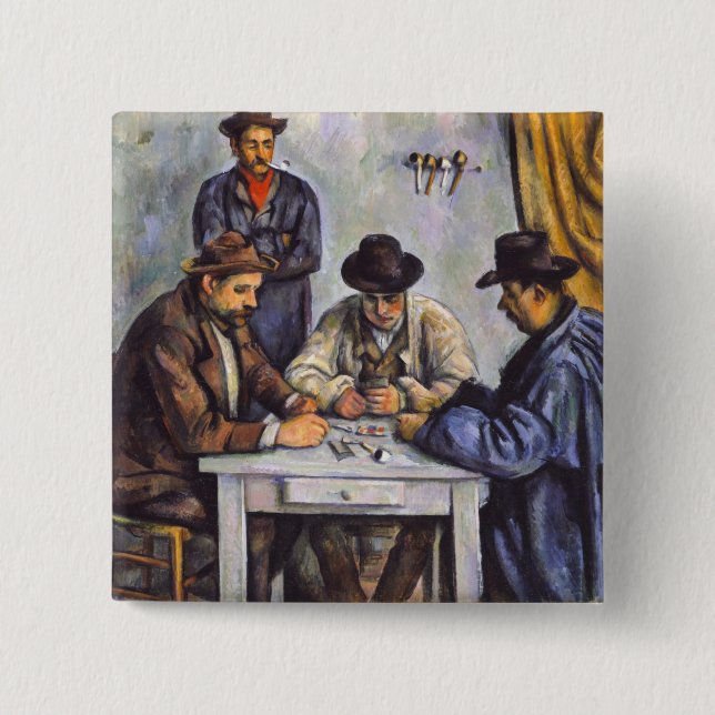 Bóton Quadrado 5.08cm Paul Cezanne - Os Jogadores De Cartão (Frente)