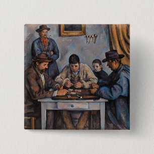 Bóton Quadrado 5.08cm Paul Cezanne - Os Jogadores De Cartão