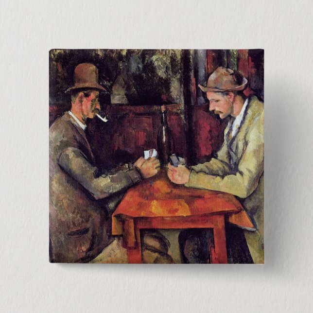 Bóton Quadrado 5.08cm Paul Cezanne - Os Jogadores De Cartas De Pintura D (Frente)