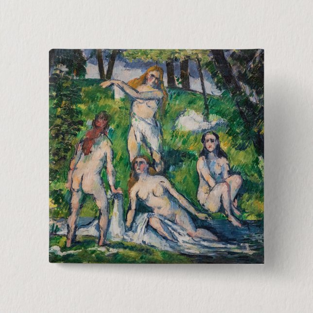 Bóton Quadrado 5.08cm Paul Cezanne - Quatro Bathers (Frente)