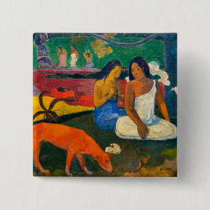 Bóton Quadrado 5.08cm Paul Gauguin - Árearea / O Cachorro Vermelho