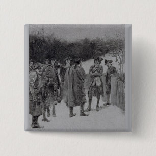 Bóton Quadrado 5.08cm Paul Revere que traz a notícia a Sullivan