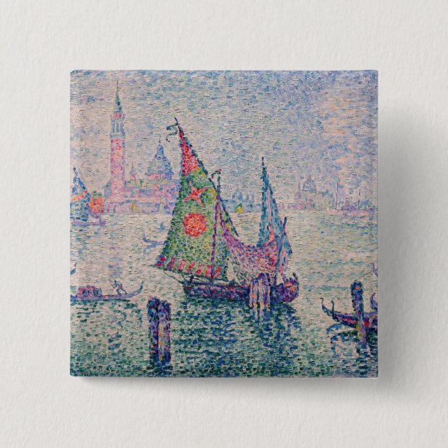Bóton Quadrado 5.08cm Paul Signac - A vela verde (Frente)