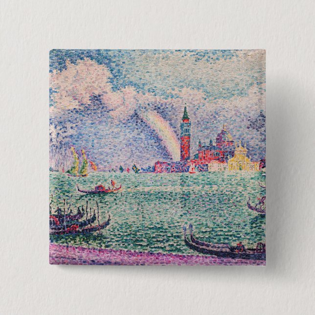 Bóton Quadrado 5.08cm Paul Signac - Arco-Íris, Veneza (Frente)