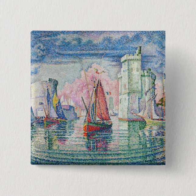 Bóton Quadrado 5.08cm Paul Signac - Entrada de La Rochelle Harbor (Frente)