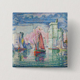 Bóton Quadrado 5.08cm Paul Signac - Entrada do Porto de La Rochelle