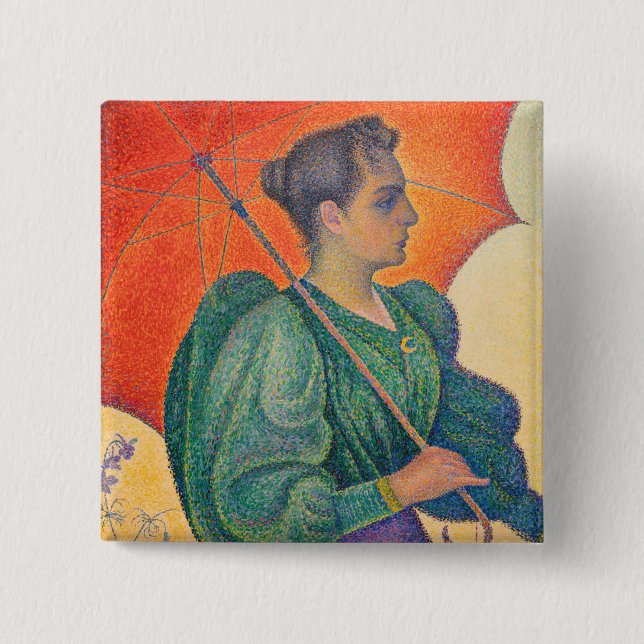 Bóton Quadrado 5.08cm Paul Signac - Mulher com Parasol (Frente)