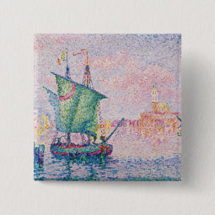 Bóton Quadrado 5.08cm Paul Signac - Veneza, A Nuvem Rosa