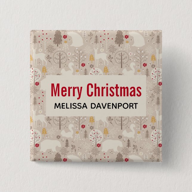 Bóton Quadrado 5.08cm Pavimentos de Borracha Cúbica Padrão Nórdico Natal (Frente)