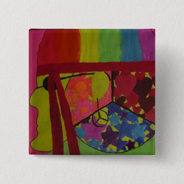 Bóton Quadrado 5.08cm Paz (Frente)