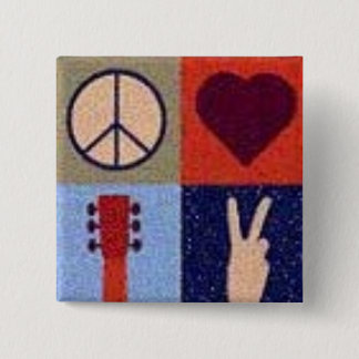 Bóton Quadrado 5.08cm Paz e amor