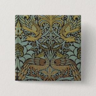 Bóton Quadrado 5.08cm Peacock e Dragon (por William Morris)