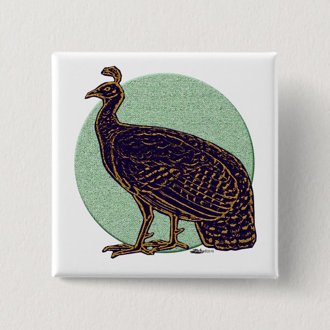 Bóton Quadrado 5.08cm Peafowl: Congo Impressionista Hen (Frente)