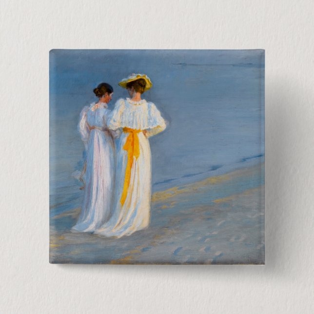 Bóton Quadrado 5.08cm Peder Severin Kroyer - Anna Ancher & Marie Kroyer (Frente)