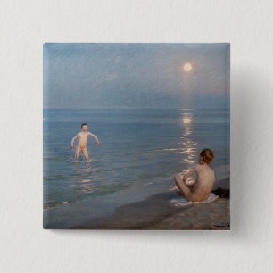 Bóton Quadrado 5.08cm Peder Severin Kroyer - Boys Bathing em Skagen