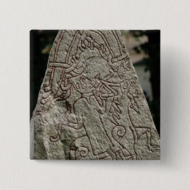 Bóton Quadrado 5.08cm Pedra Runic (Frente)