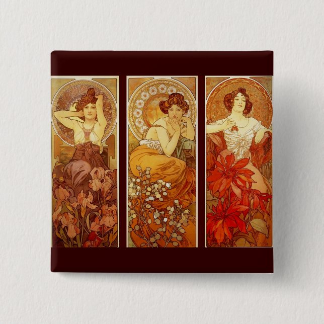 Bóton Quadrado 5.08cm Pedras do precioso (Frente)