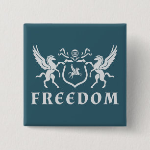 Bóton Quadrado 5.08cm Pegasus Branco Heráldico