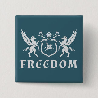 Bóton Quadrado 5.08cm Pegasus Branco Heráldico