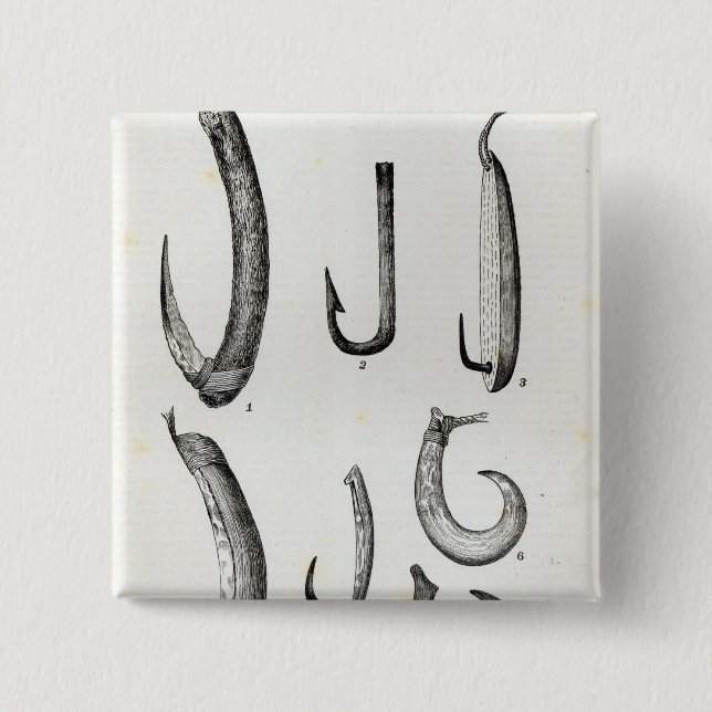 Bóton Quadrado 5.08cm Peixe-ganchos de pré-histórico e de Uncivilised (Frente)