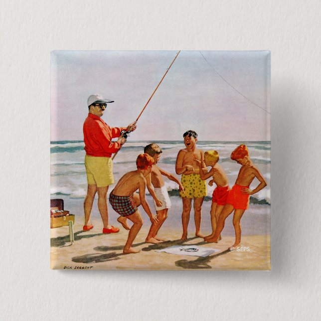 Bóton Quadrado 5.08cm Peixe Grande e Polonês de Richard Sargent (Frente)