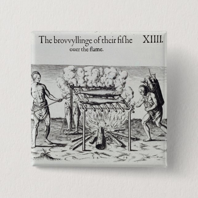 Bóton Quadrado 5.08cm Peixes do cozinhar (Frente)