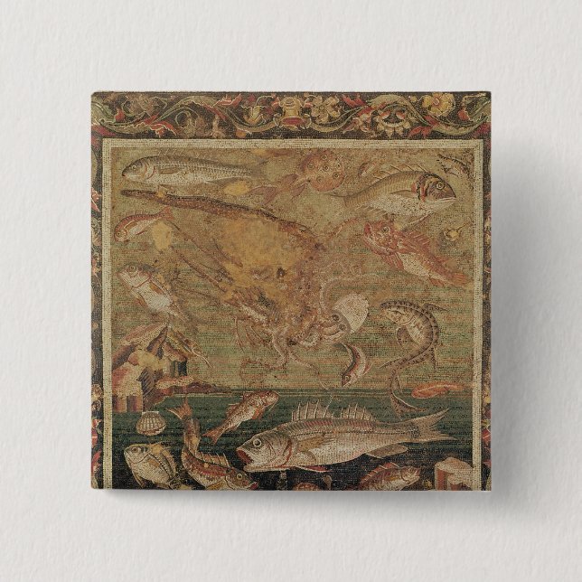 Bóton Quadrado 5.08cm Peixes, moluscos e crustáceos (Frente)