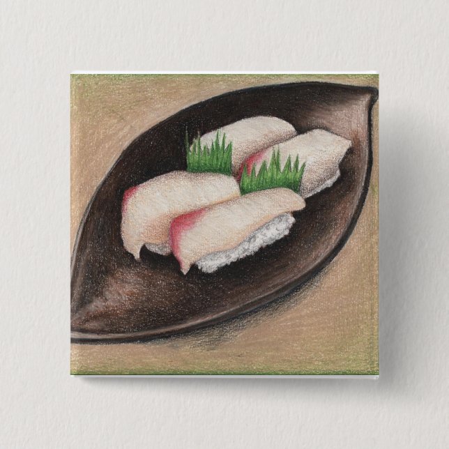 Bóton Quadrado 5.08cm Peixes pálidos, botão da placa de Brown (Frente)