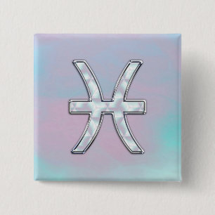 Bóton Quadrado 5.08cm Peixes Zodiac Mãe de Estilo Pérola Decor