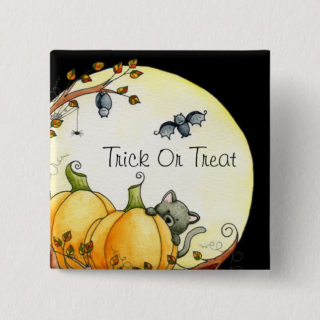 Bóton Quadrado 5.08cm Pela luz do botão da lua (Frente)