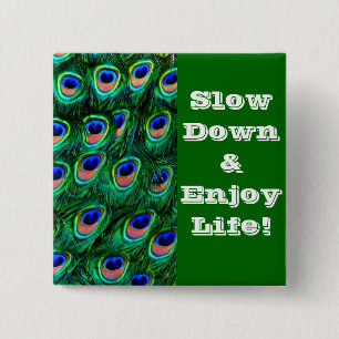 Bóton Quadrado 5.08cm Penas de peacock_