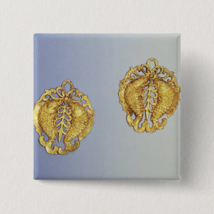 Bóton Quadrado 5.08cm Pendentes chineses, ouro de 17 quilates chapeado