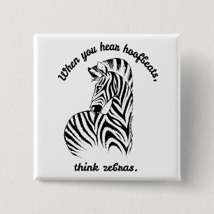 Bóton Quadrado 5.08cm Pense em Zebras