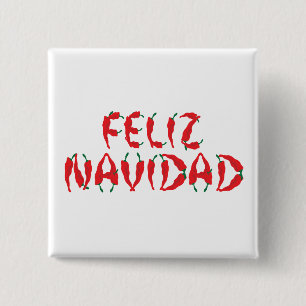 Bóton Quadrado 5.08cm Pepper Feliz Navidad Vermelho Chile