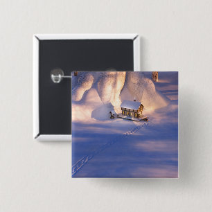 Bóton Quadrado 5.08cm Pequena Casa no Botão da Neve