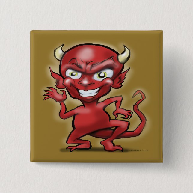 Bóton Quadrado 5.08cm Pequeno Diabo (Frente)