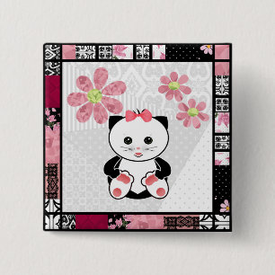 Bóton Quadrado 5.08cm Pequeno gatinho