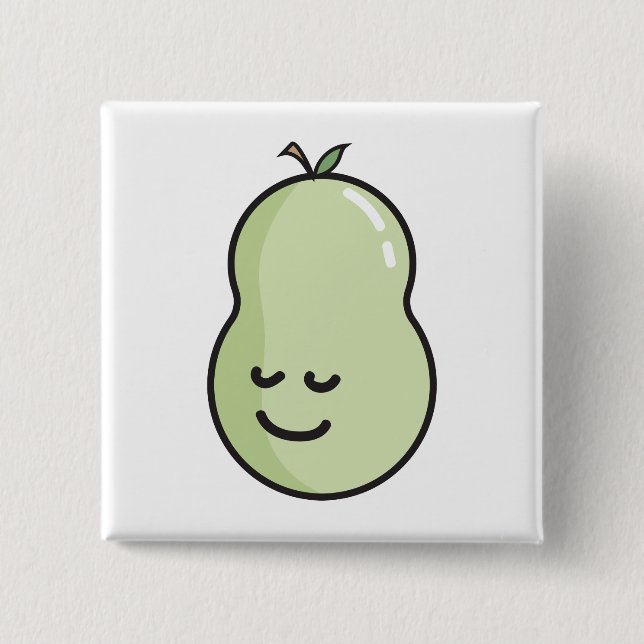 Bóton Quadrado 5.08cm Pera com sorriso (Frente)