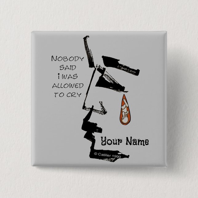 Bóton Quadrado 5.08cm Perda de Pino do Bebê (Frente)