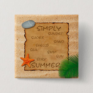 Bóton Quadrado 5.08cm Pergaminho no Fundo da Areia - Botão