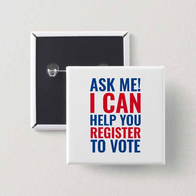 Bóton Quadrado 5.08cm Pergunte-me se posso ajudá-lo a se registrar para  (Frente & Verso)