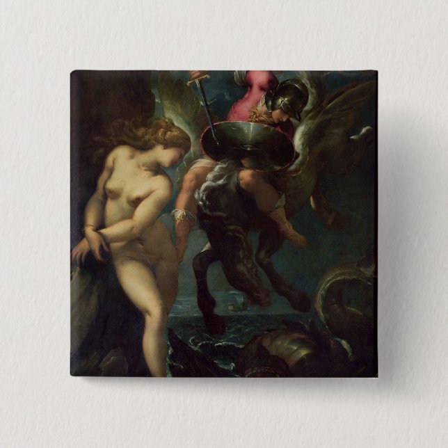 Bóton Quadrado 5.08cm Perseus e Andromeda, c.1610 (óleo em canvas) (Frente)
