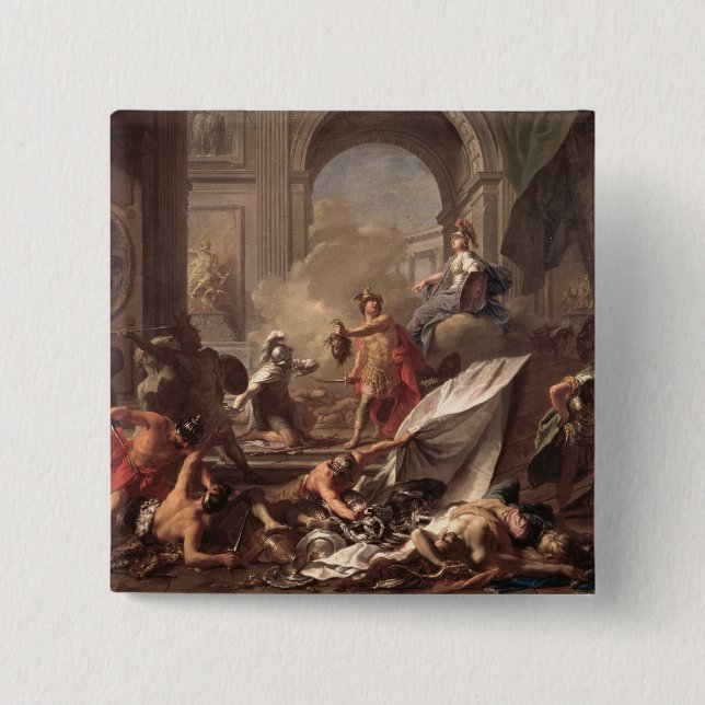 Bóton Quadrado 5.08cm Perseus, sob a protecção de Minerva (Frente)