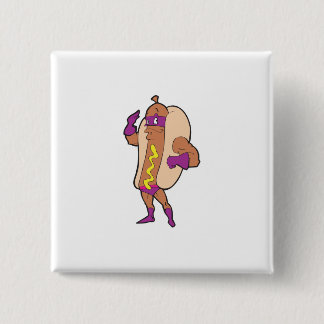 Bóton Quadrado 5.08cm personagem engraçada de hot dog super herói