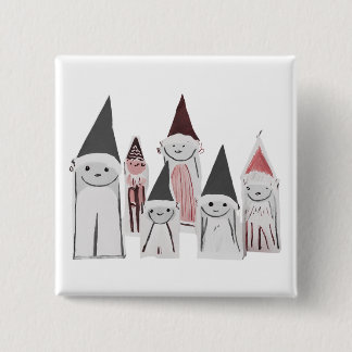 Bóton Quadrado 5.08cm Personagens de Natal Pequeninos Desenhados à Mão