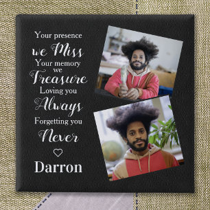 Bóton Quadrado 5.08cm Personalizada Memorial Lembrança Foto